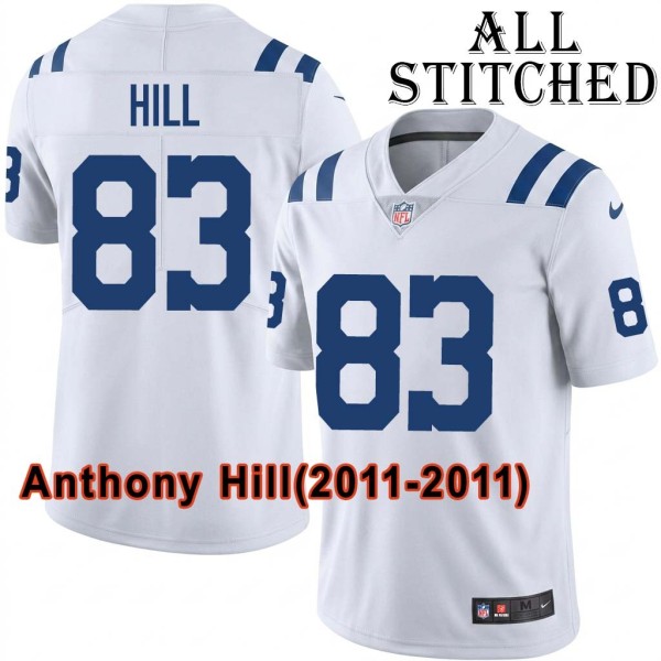 White Embroidered Anthony Hill Indianapolis Colts #83 Stitched Jersey