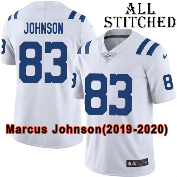 White Embroidered Marcus Johnson Indianapolis Colts #83 Stitched Jersey
