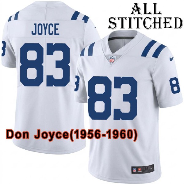 White Embroidered Don Joyce Indianapolis Colts #83 Stitched Jersey