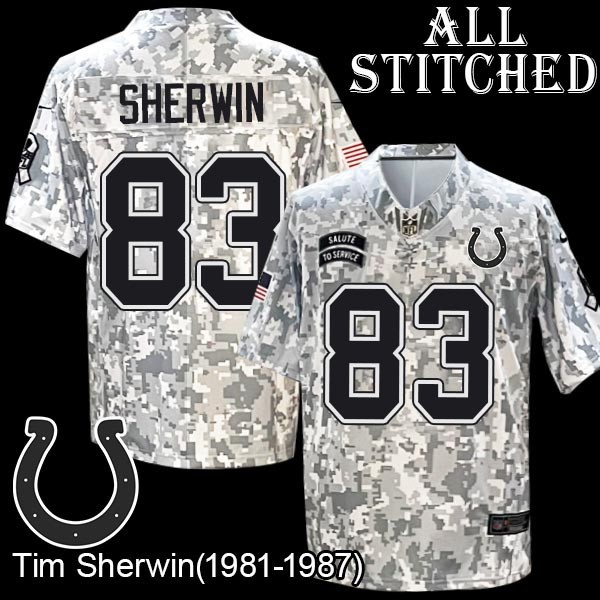 Camo Embroidered Tim Sherwin Indianapolis Colts #83 Stitched Jersey