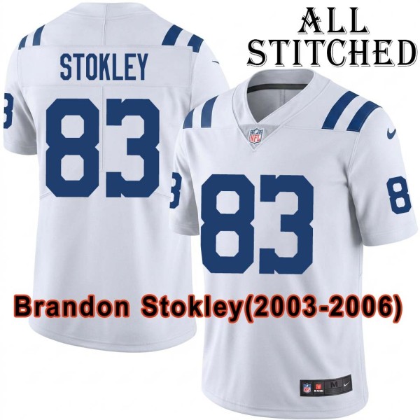 White Embroidered Brandon Stokley Indianapolis Colts #83 Stitched Jersey