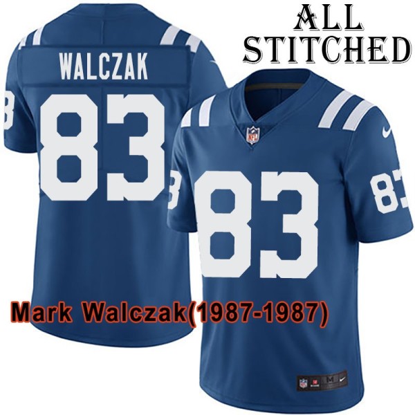 Blue Home Embroidered Mark Walczak Indianapolis Colts #83 Stitched Jersey