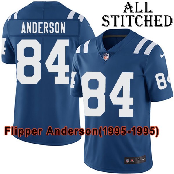 Blue Home Embroidered Flipper Anderson Indianapolis Colts #84 Stitched Jersey