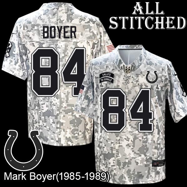 Camo Embroidered Mark Boyer Indianapolis Colts #84 Stitched Jersey