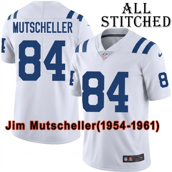 White Embroidered Jim Mutscheller Indianapolis Colts #84 Stitched Jersey