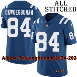 Blue Home Embroidered Albert Okwuegbunam Indianapolis Colts #84 Stitched Jersey