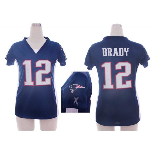 [Fashion I] BRADY New England #12 Womens Football Jersey - Tom Brady Womens Football Jersey (Blue)_Free Shipping