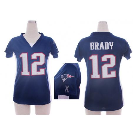 [Fashion I] BRADY New England #12 Womens Football Jersey - Tom Brady Womens Football Jersey (Blue)_Free Shipping