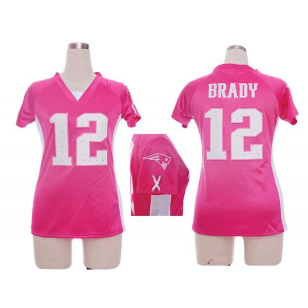 [Fashion I] BRADY New England #12 Womens Football Jersey - Tom Brady Womens Football Jersey (Pink)_Free Shipping