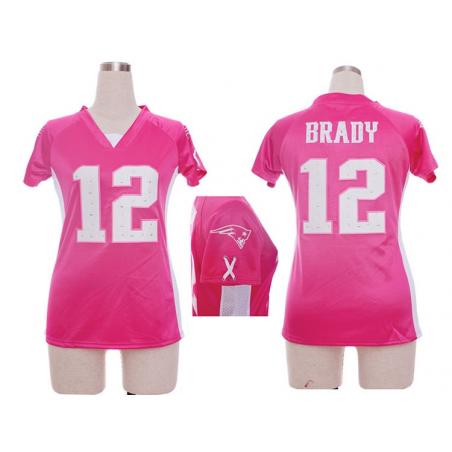 [Fashion I] BRADY New England #12 Womens Football Jersey - Tom Brady Womens Football Jersey (Pink)_Free Shipping