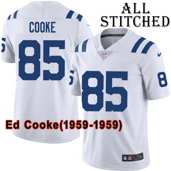 White Embroidered Ed Cooke Indianapolis Colts #85 Stitched Jersey