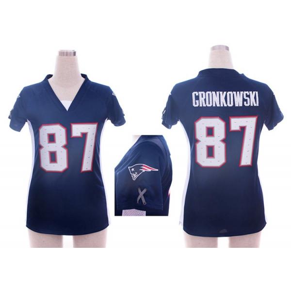 [Fashion I] GRONKOWSKI New England #87 Womens Football Jersey - Rob Gronkowski Womens Football Jersey (Blue)_Free Shipping