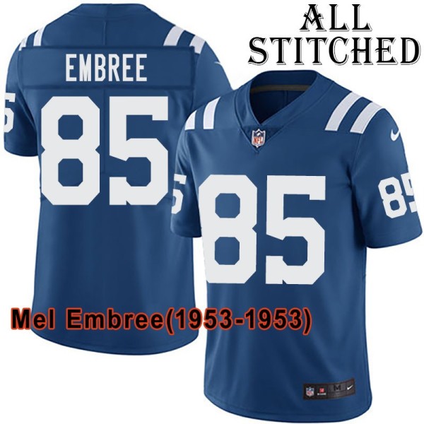 Blue Home Embroidered Mel Embree Indianapolis Colts #85 Stitched Jersey