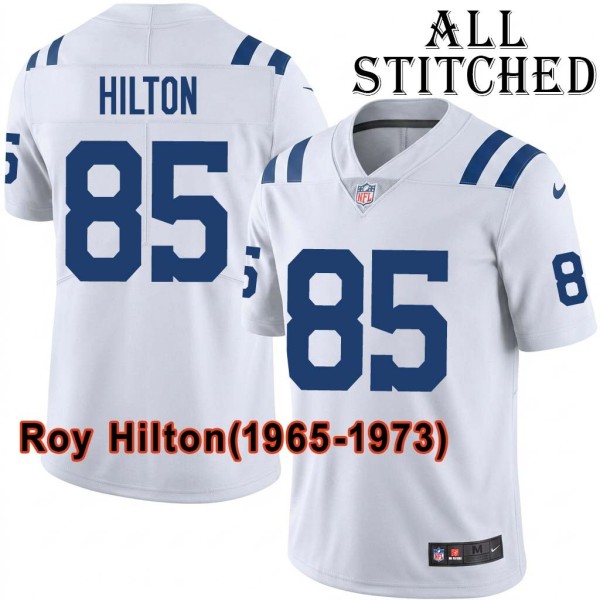 White Embroidered Roy Hilton Indianapolis Colts #85 Stitched Jersey