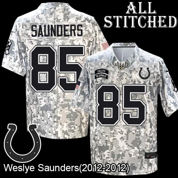 Camo Embroidered Weslye Saunders Indianapolis Colts #85 Stitched Jersey