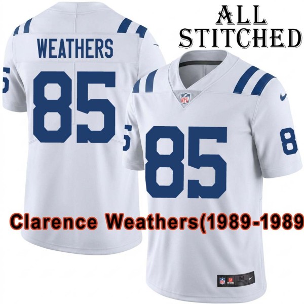 White Embroidered Clarence Weathers Indianapolis Colts #85 Stitched Jersey