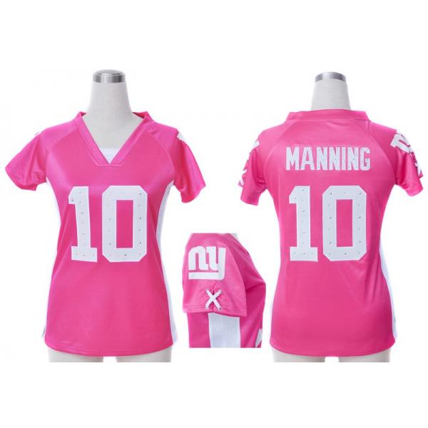 [Fashion I] MANNING NY-Giant #10 Womens Football Jersey - Eli Manning Womens Football Jersey (Pink)_Free Shipping