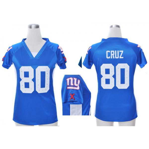 [Fashion I] CRUZ NY-Giant #80 Womens Football Jersey - Victor Cruz Womens Football Jersey (Blue)_Free Shipping