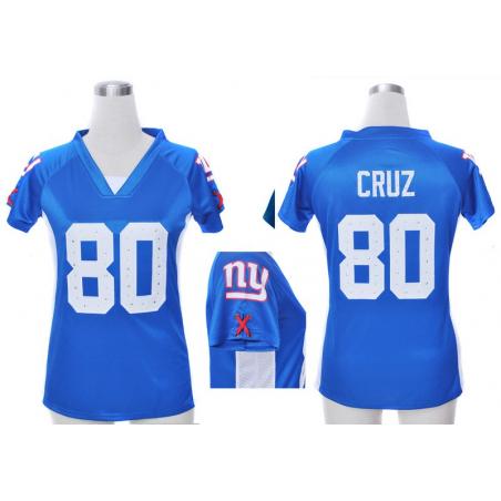 [Fashion I] CRUZ NY-Giant #80 Womens Football Jersey - Victor Cruz Womens Football Jersey (Blue)_Free Shipping