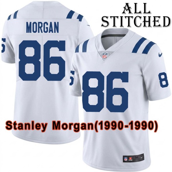 White Embroidered Stanley Morgan Indianapolis Colts #86 Stitched Jersey
