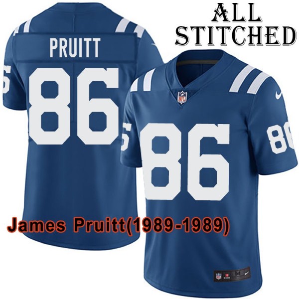 Blue Home Embroidered James Pruitt Indianapolis Colts #86 Stitched Jersey