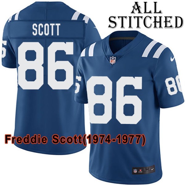 Blue Home Embroidered Freddie Scott Indianapolis Colts #86 Stitched Jersey