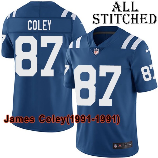 Blue Home Embroidered James Coley Indianapolis Colts #87 Stitched Jersey