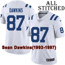 White Embroidered Sean Dawkins Indianapolis Colts #87 Stitched Jersey