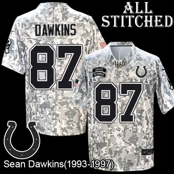Camo Embroidered Sean Dawkins Indianapolis Colts #87 Stitched Jersey