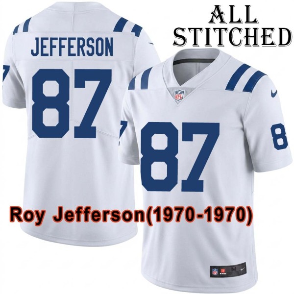White Embroidered Roy Jefferson Indianapolis Colts #87 Stitched Jersey