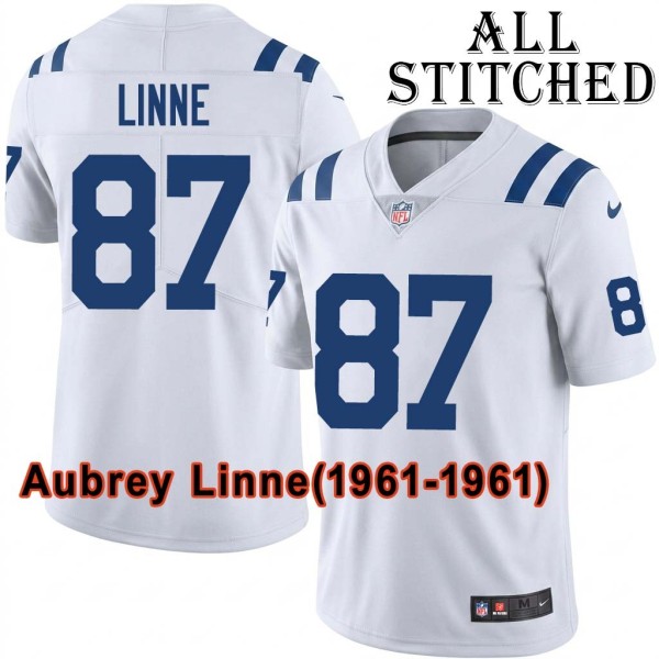 White Embroidered Aubrey Linne Indianapolis Colts #87 Stitched Jersey