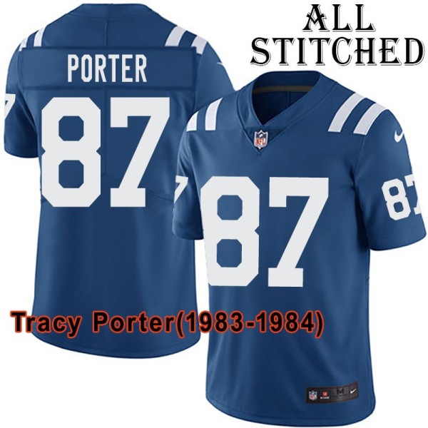 Blue Home Embroidered Tracy Porter Indianapolis Colts #87 Stitched Jersey