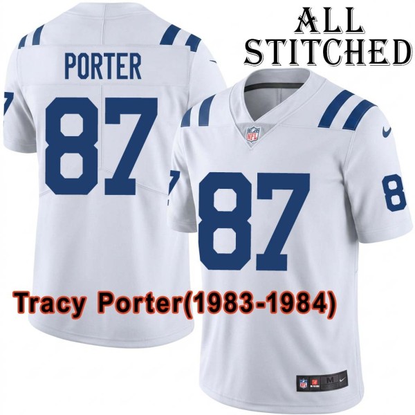 White Embroidered Tracy Porter Indianapolis Colts #87 Stitched Jersey