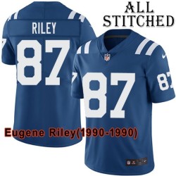 Blue Home Embroidered Eugene Riley Indianapolis Colts #87 Stitched Jersey