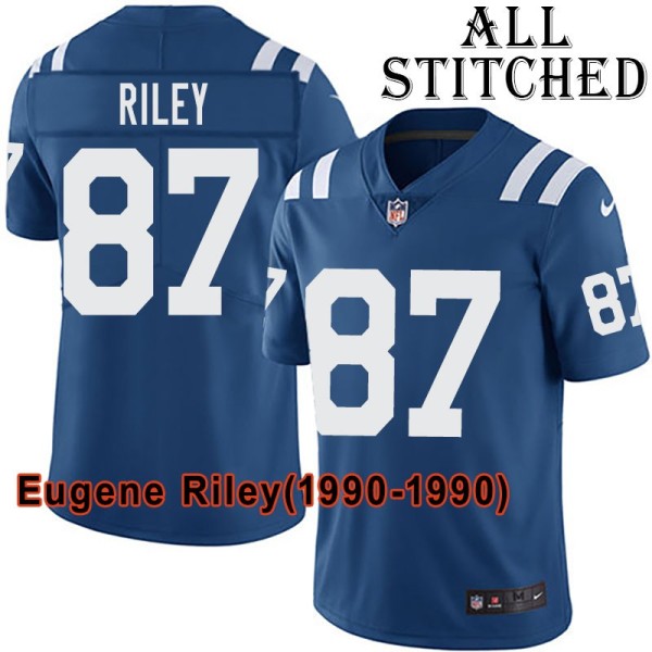 Blue Home Embroidered Eugene Riley Indianapolis Colts #87 Stitched Jersey