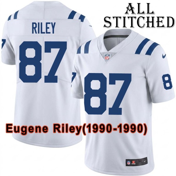 White Embroidered Eugene Riley Indianapolis Colts #87 Stitched Jersey