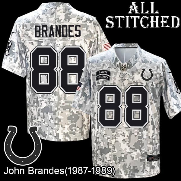 Camo Embroidered John Brandes Indianapolis Colts #88 Stitched Jersey