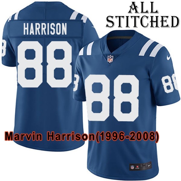 Blue Home Embroidered Marvin Harrison Indianapolis Colts #88 Stitched Jersey