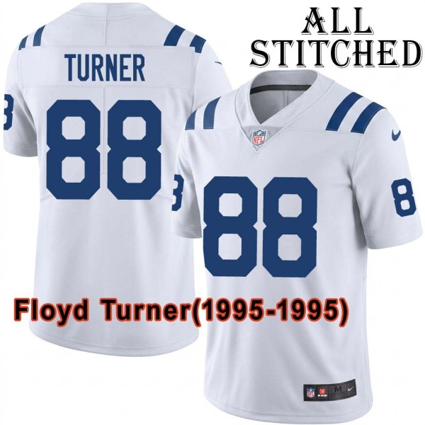 White Embroidered Floyd Turner Indianapolis Colts #88 Stitched Jersey