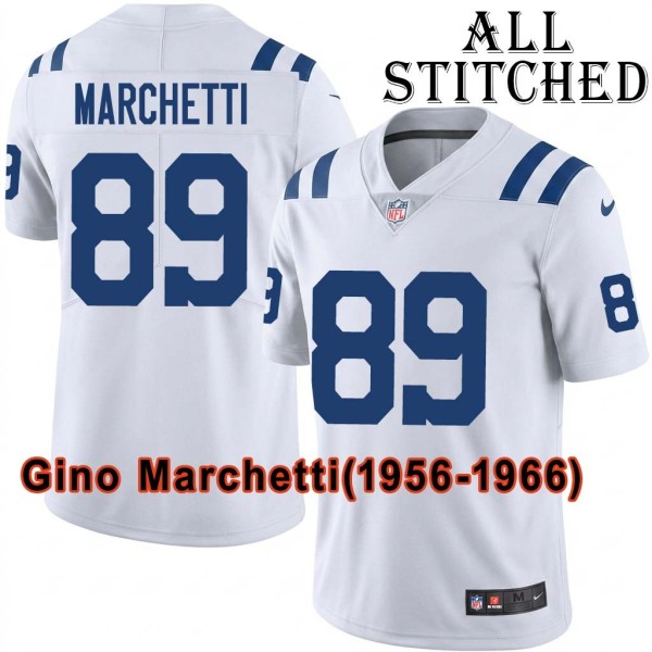 White Embroidered Gino Marchetti Indianapolis Colts #89 Stitched Jersey