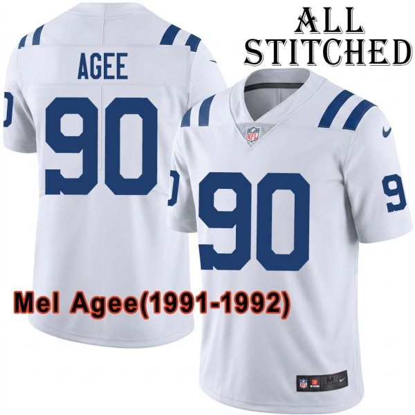 White Embroidered Mel Agee Indianapolis Colts #90 Stitched Jersey