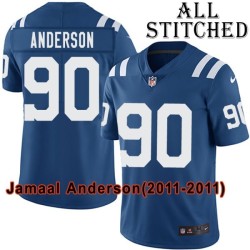 Blue Home Embroidered Jamaal Anderson Indianapolis Colts #90 Stitched Jersey
