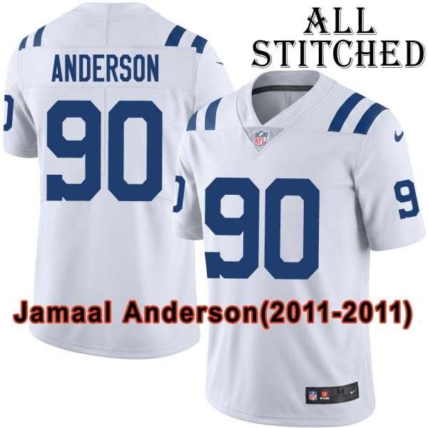 White Embroidered Jamaal Anderson Indianapolis Colts #90 Stitched Jersey