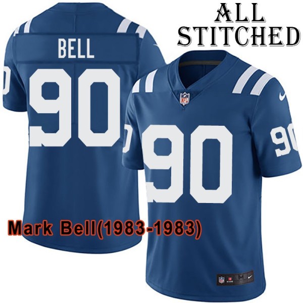 Blue Home Embroidered Mark Bell Indianapolis Colts #90 Stitched Jersey