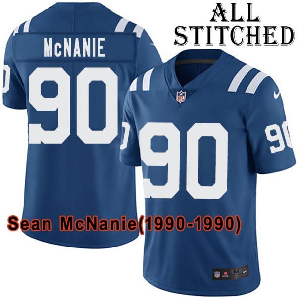Blue Home Embroidered Sean McNanie Indianapolis Colts #90 Stitched Jersey
