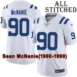 White Embroidered Sean McNanie Indianapolis Colts #90 Stitched Jersey