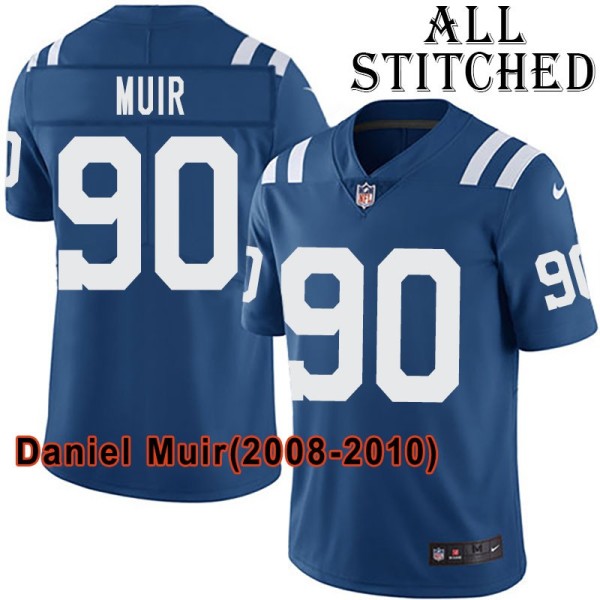 Blue Home Embroidered Daniel Muir Indianapolis Colts #90 Stitched Jersey