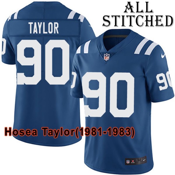 Blue Home Embroidered Hosea Taylor Indianapolis Colts #90 Stitched Jersey