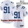 White Embroidered Trysten Hill Indianapolis Colts #91 Stitched Jersey
