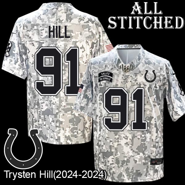 Camo Embroidered Trysten Hill Indianapolis Colts #91 Stitched Jersey